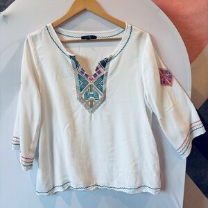 Earl Embroidered White Boho Top